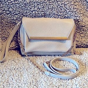 Madison West Silver Grey Handbag with gold wristlet wallet MMS